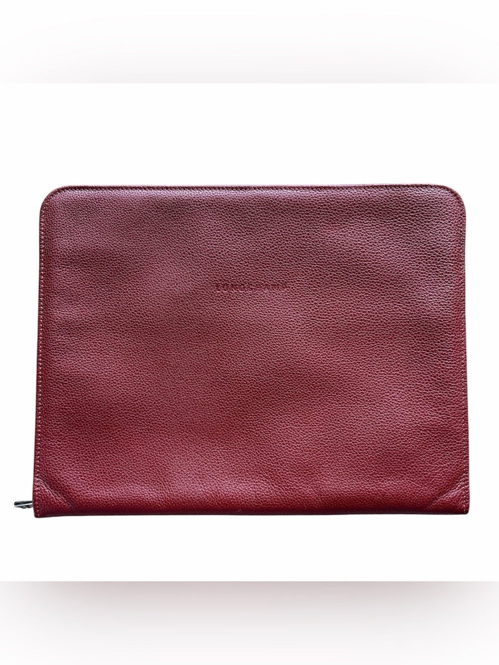 Longchamp Pebbled Leather Laptop Sleeve in Wine Red